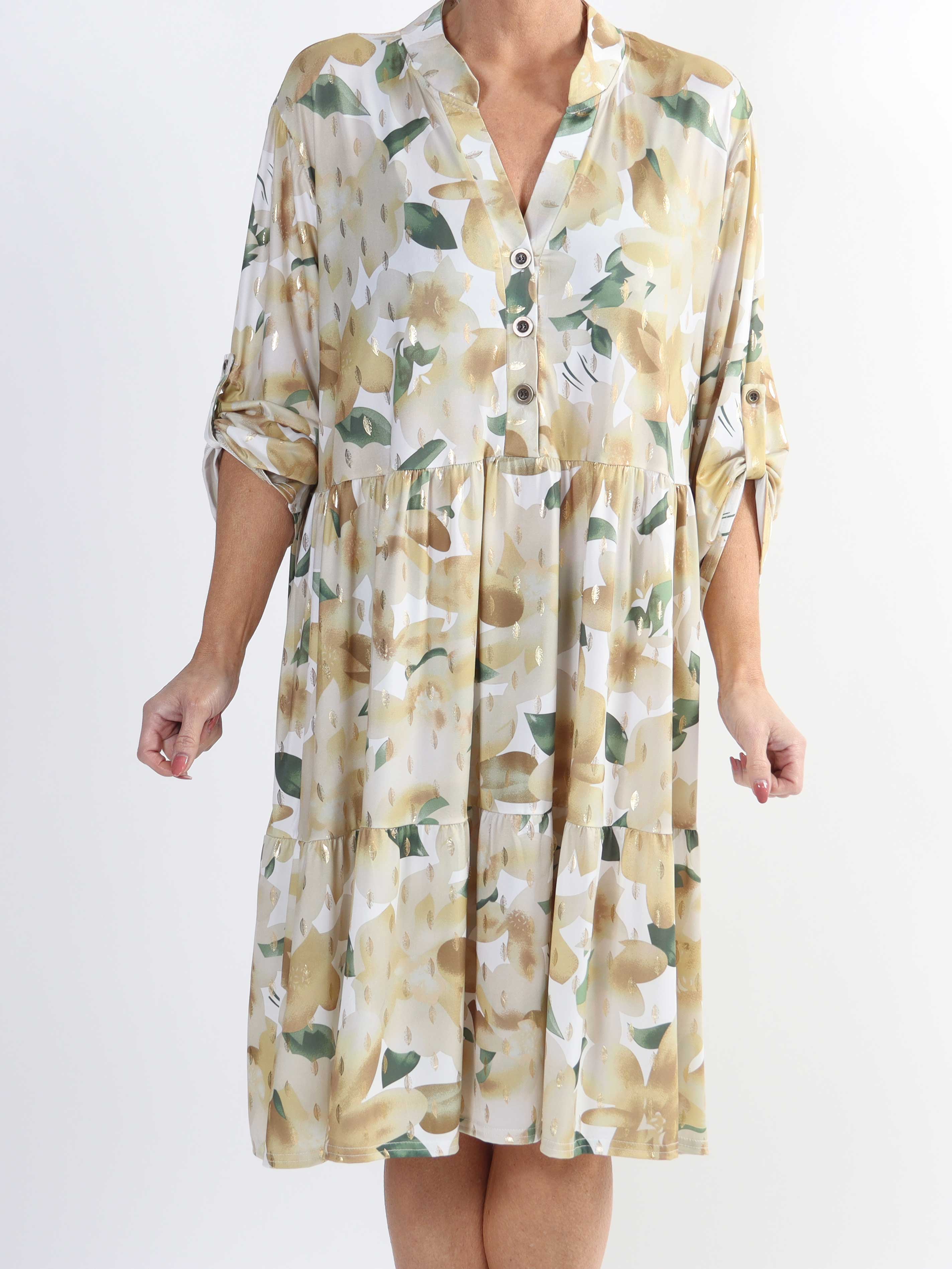 Milano Flower Midi - Plus size-klänning med blommigt tryck och lager-på-lager-look - Purple